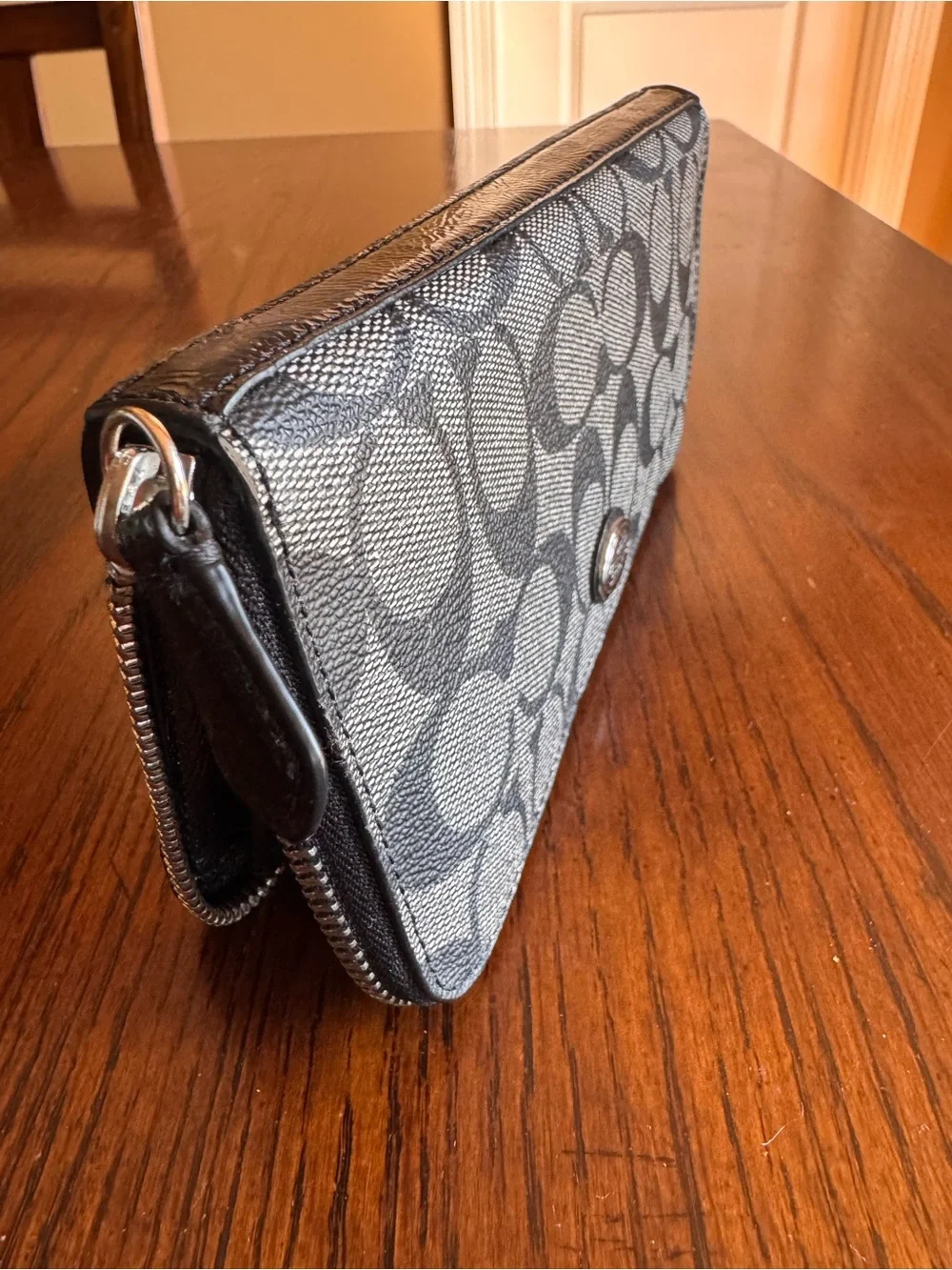 Coach Signature Continental Wallet in Black and Gray - Picture 3 of 3